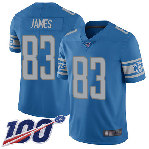 Detroit Lions Limited Blue Men Jesse James Home Jersey NFL Football 83 100th Season Vapor Untouchable